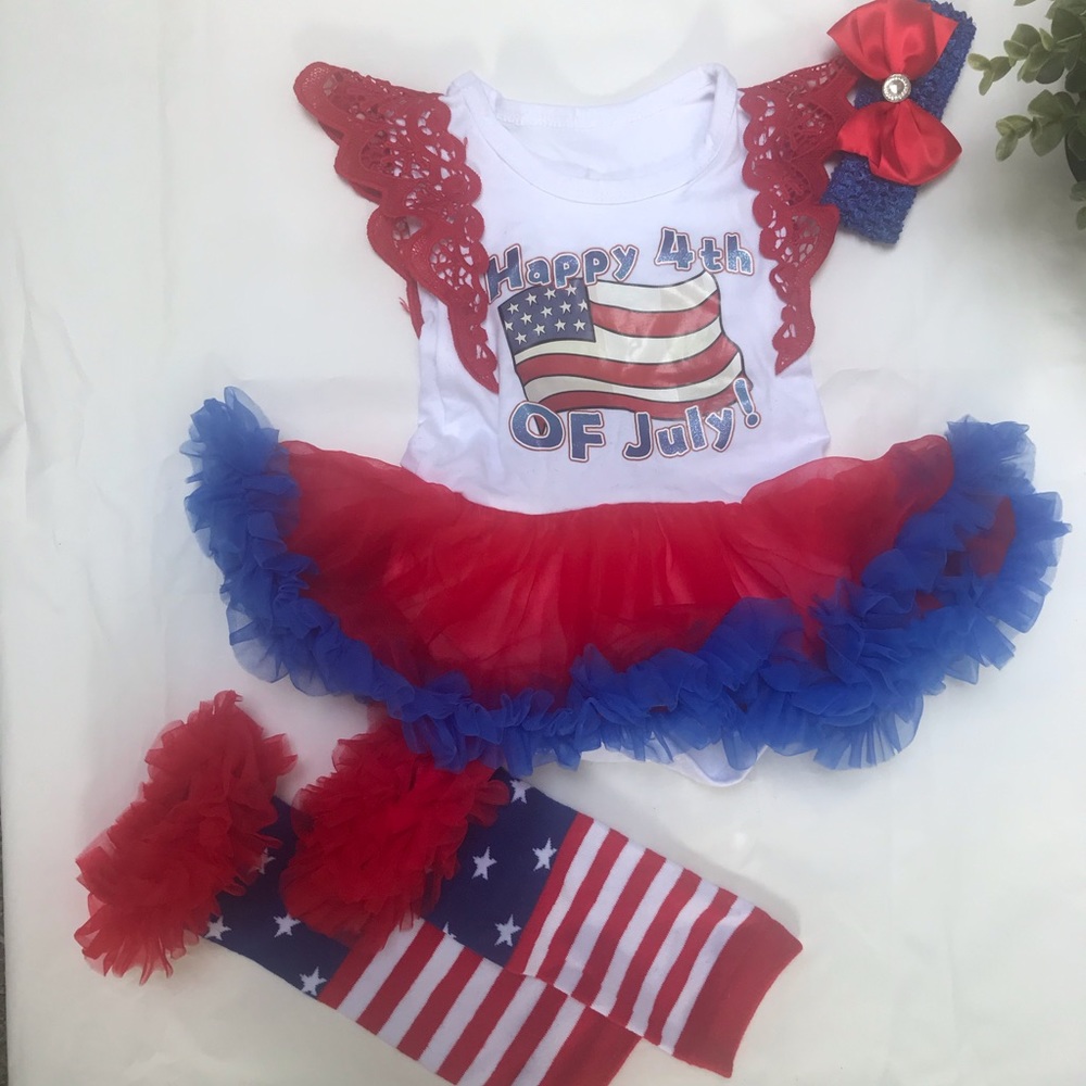 NWOT Adorable 4th of July tutu dress set